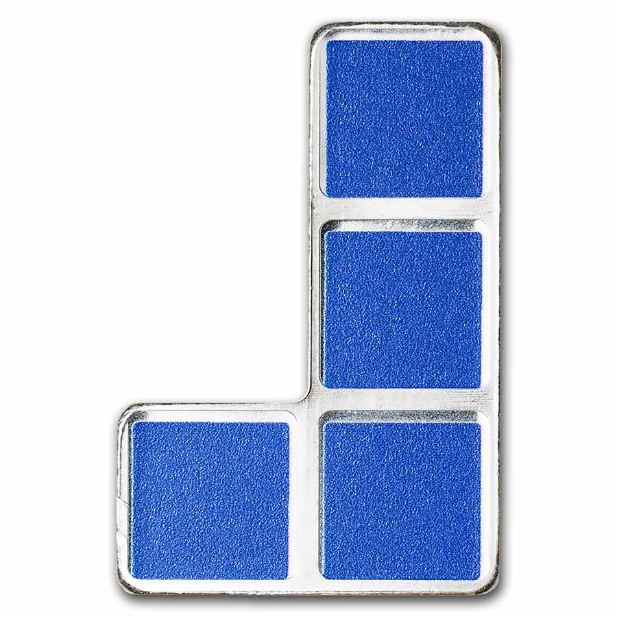 2023 テトリス銀貨　1オンス　J型 2023 Tetris™ Niue 1 oz Silver $2 J-Tetrimino Block (Blue) | eBay